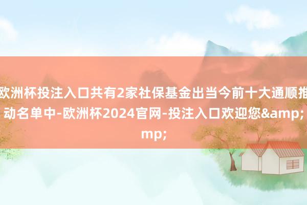 欧洲杯投注入口共有2家社保基金出当今前十大通顺推动名单中-欧洲杯2024官网-投注入口欢迎您&