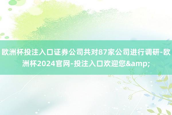 欧洲杯投注入口证券公司共对87家公司进行调研-欧洲杯2024官网-投注入口欢迎您&