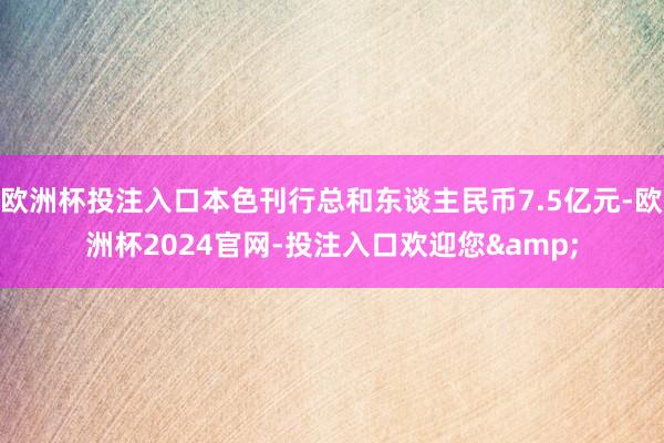 欧洲杯投注入口本色刊行总和东谈主民币7.5亿元-欧洲杯2024官网-投注入口欢迎您&