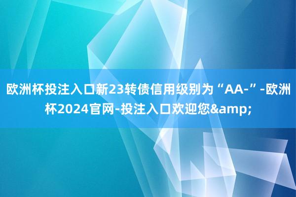 欧洲杯投注入口新23转债信用级别为“AA-”-欧洲杯2024官网-投注入口欢迎您&