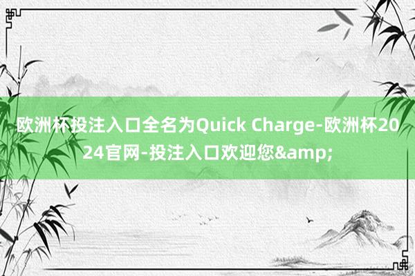 欧洲杯投注入口全名为Quick Charge-欧洲杯2024官网-投注入口欢迎您&
