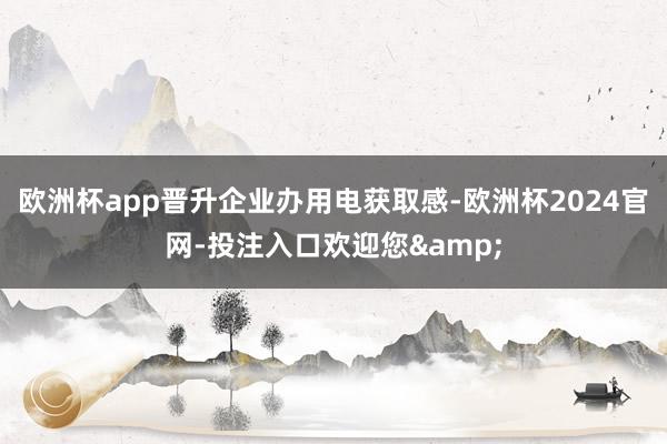 欧洲杯app晋升企业办用电获取感-欧洲杯2024官网-投注入口欢迎您&