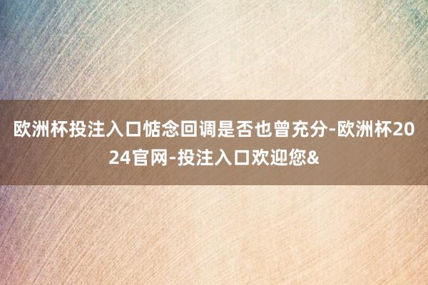 欧洲杯投注入口惦念回调是否也曾充分-欧洲杯2024官网-投注
